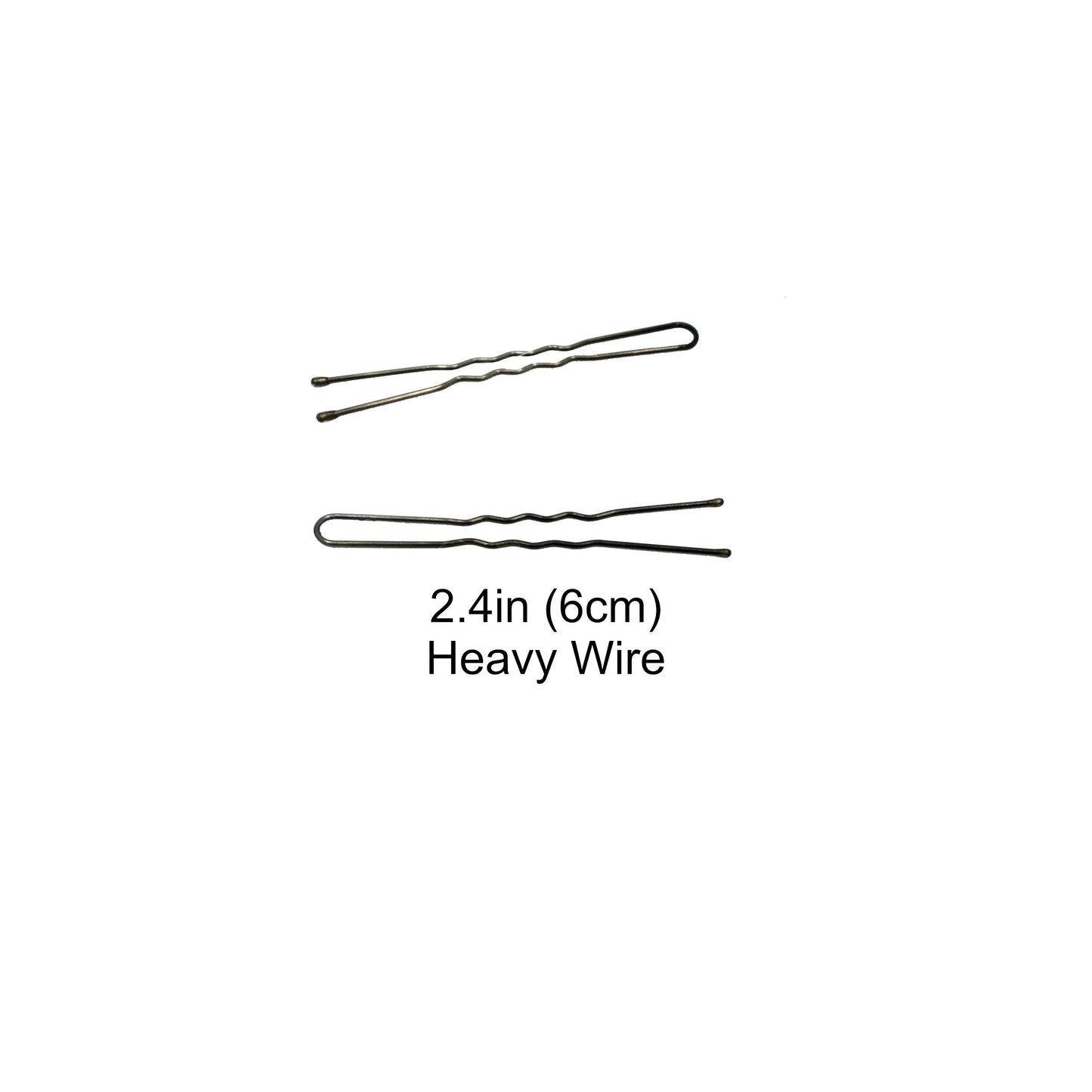 400, Black, 2.4in (6.0cm), Italian Made Heavy Waved Hair Pins, Recloseable Stay Clean and Organized Container - 6 Retail Packs