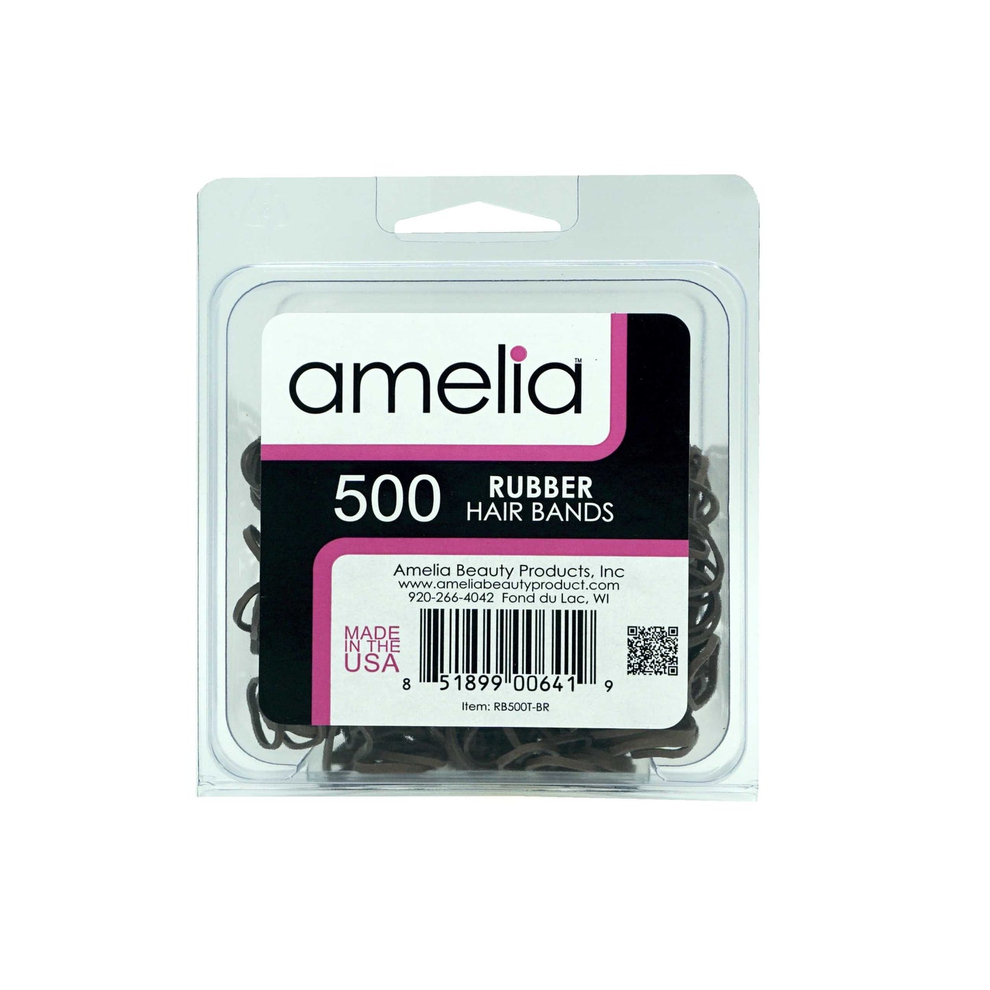 500, Brown, Standard Size, Rubber Bands for Pony Tails and Braids - 12 Retail Packs