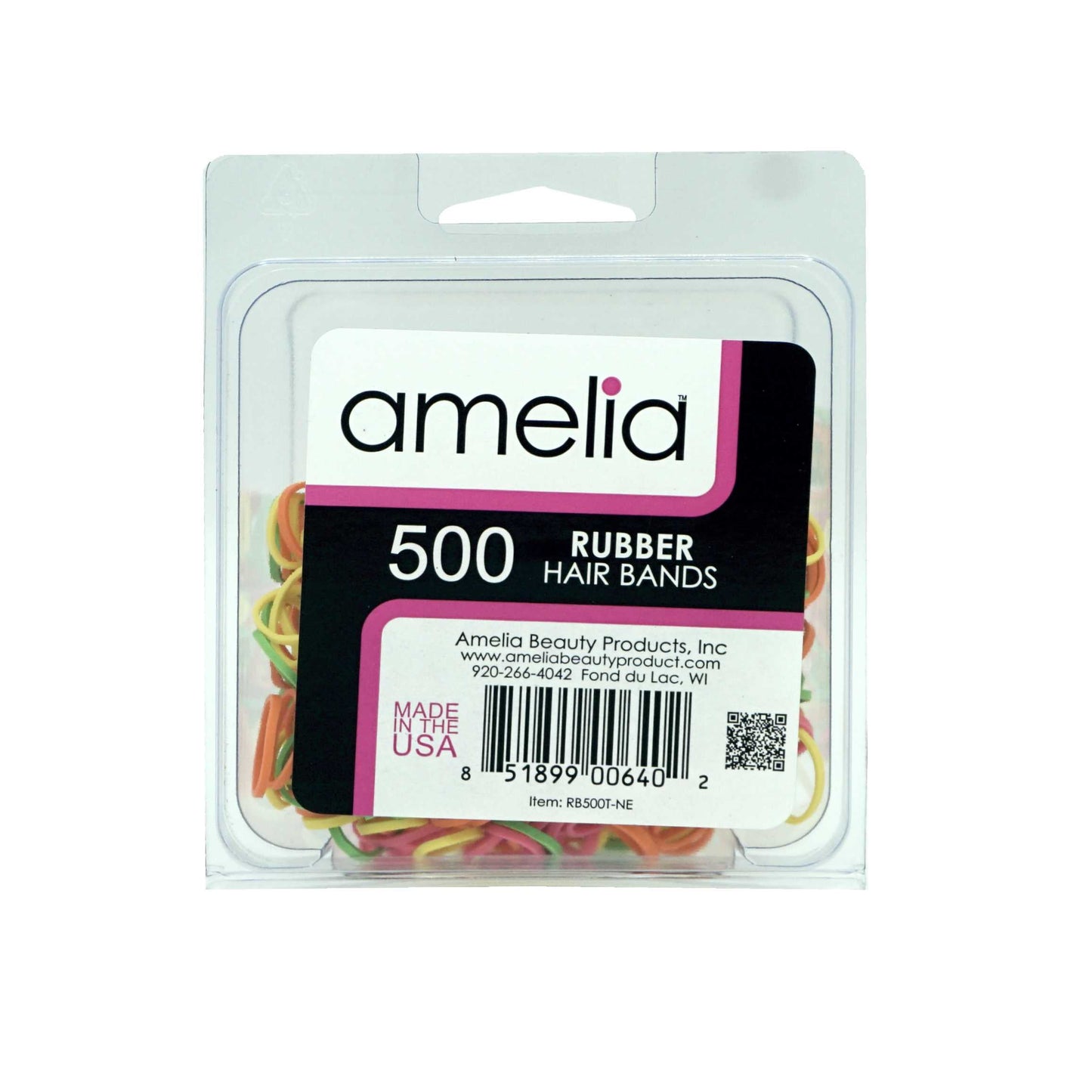 500, Brights Mix, Standard Size, Rubber Bands for Pony Tails and Braids - 12 Retail Packs