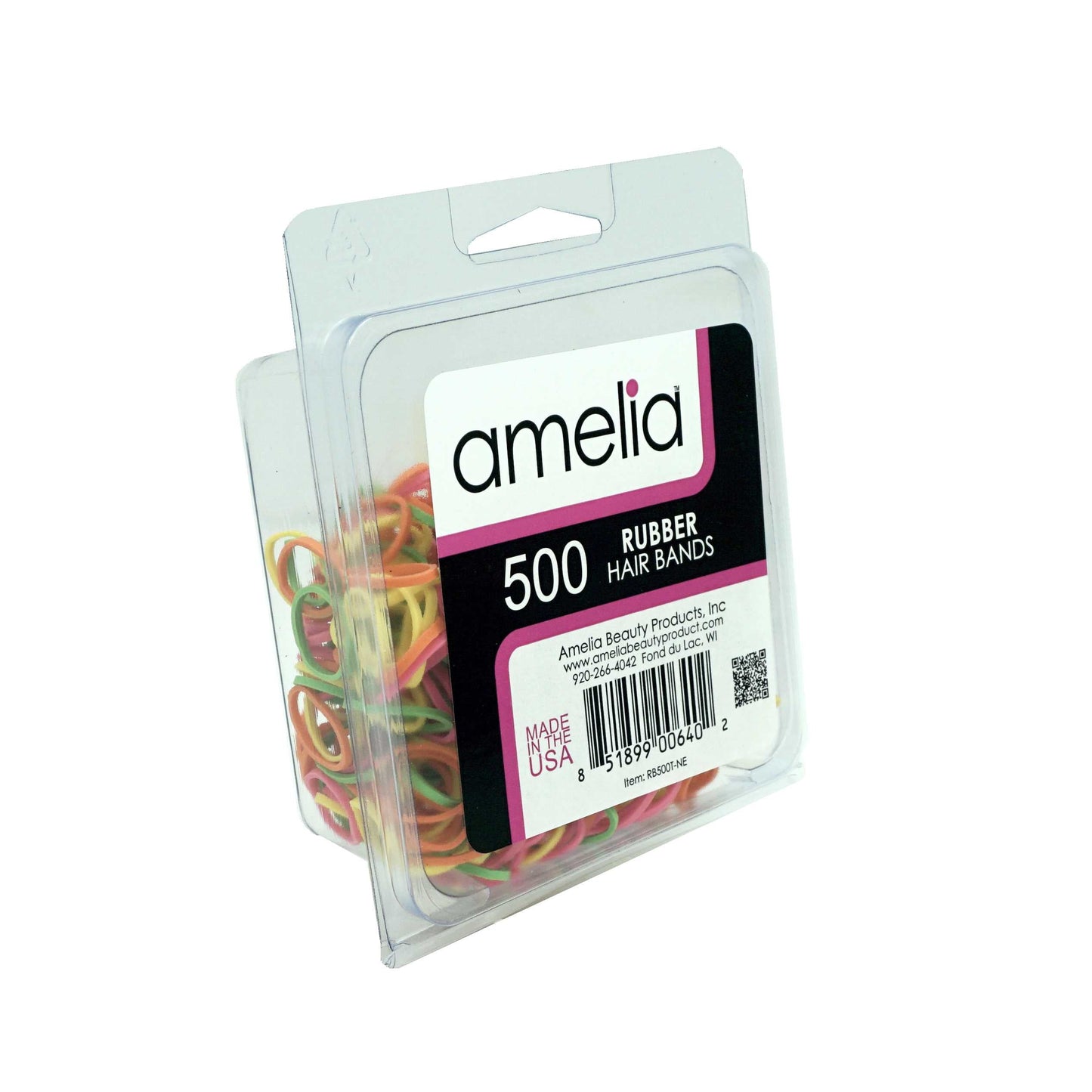 500, Brights Mix, Standard Size, Rubber Bands for Pony Tails and Braids - 12 Retail Packs