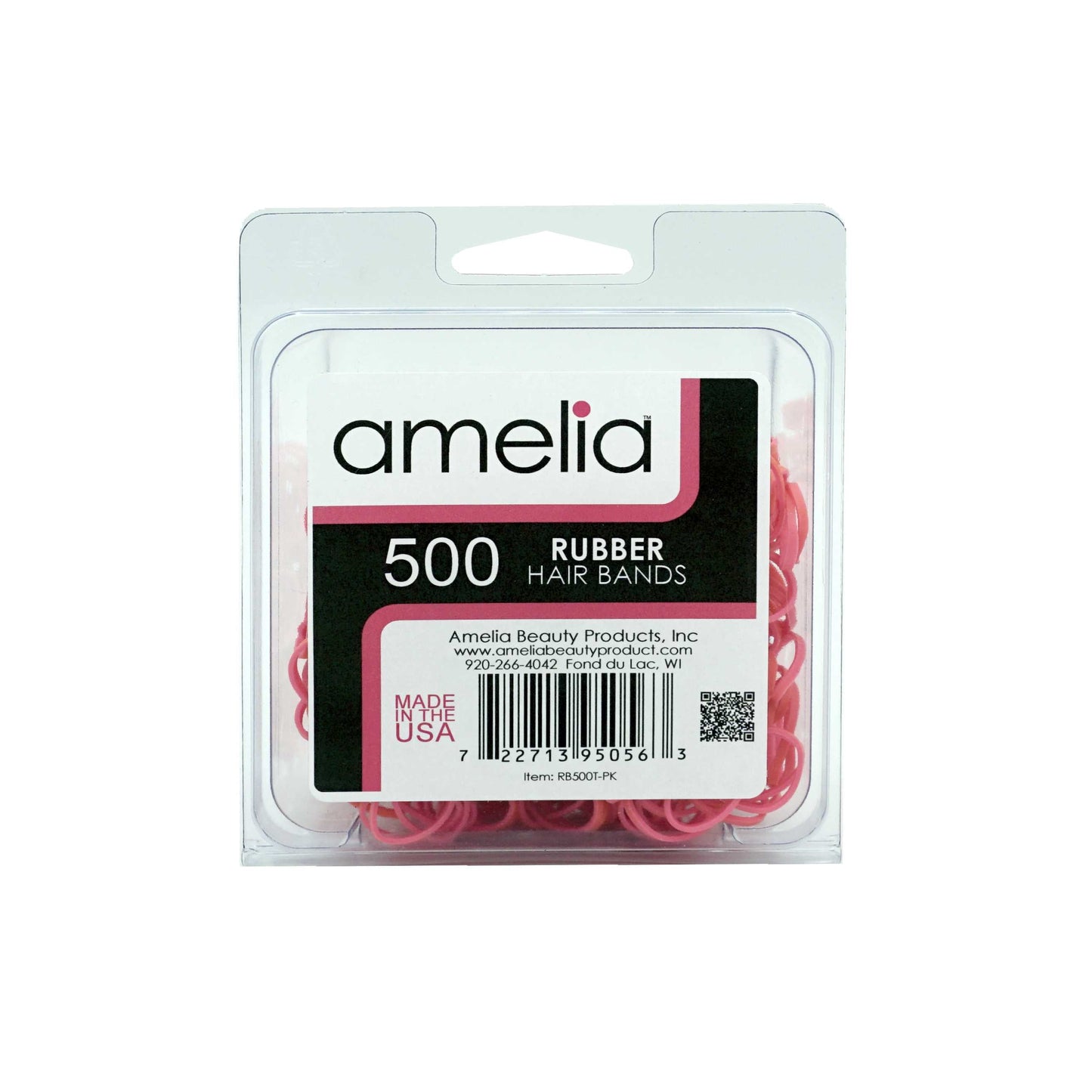 500, Pink, Standard Size, Rubber Bands for Pony Tails and Braids - 12 Retail Packs