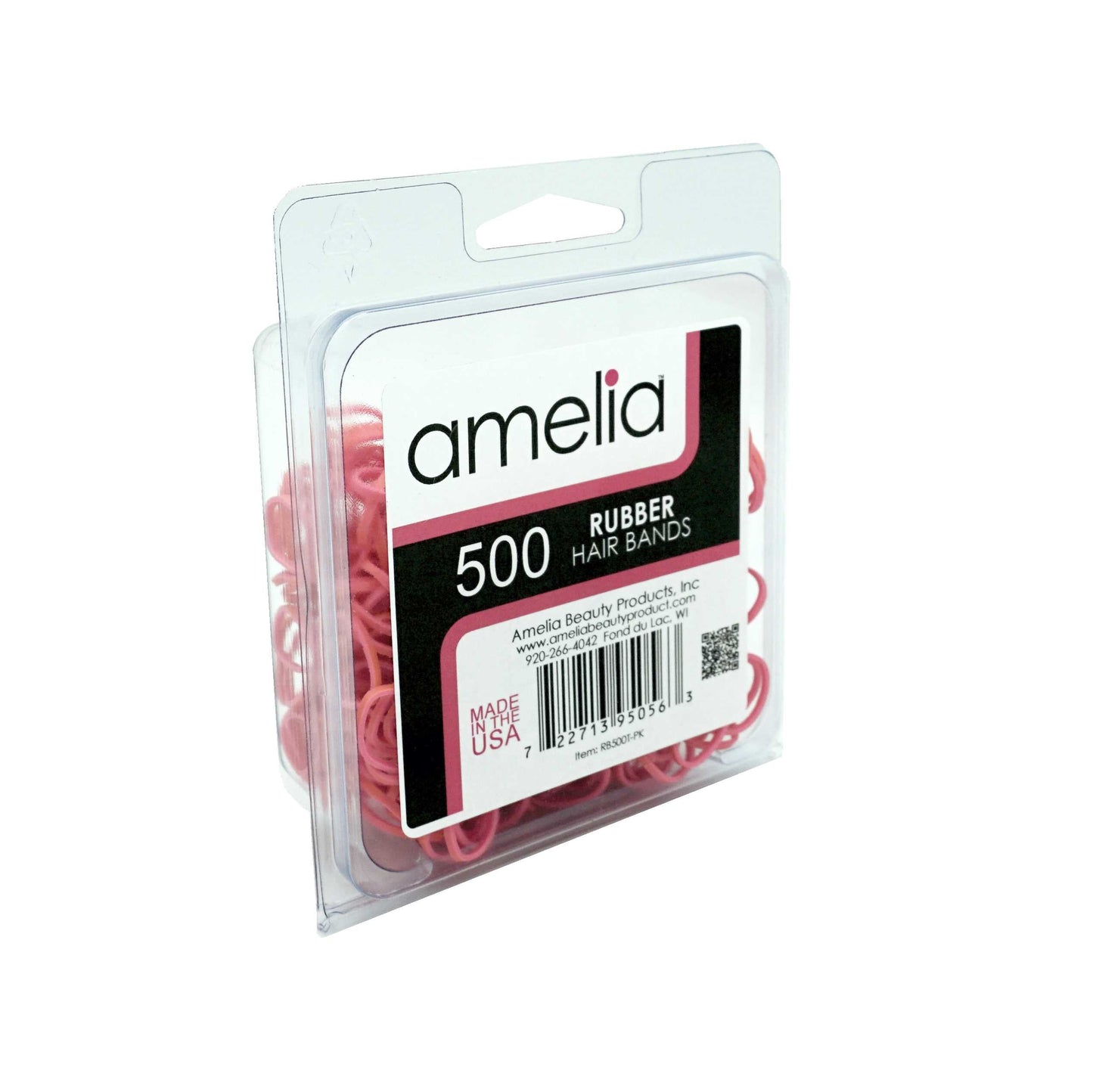 500, Pink, Standard Size, Rubber Bands for Pony Tails and Braids - 12 Retail Packs