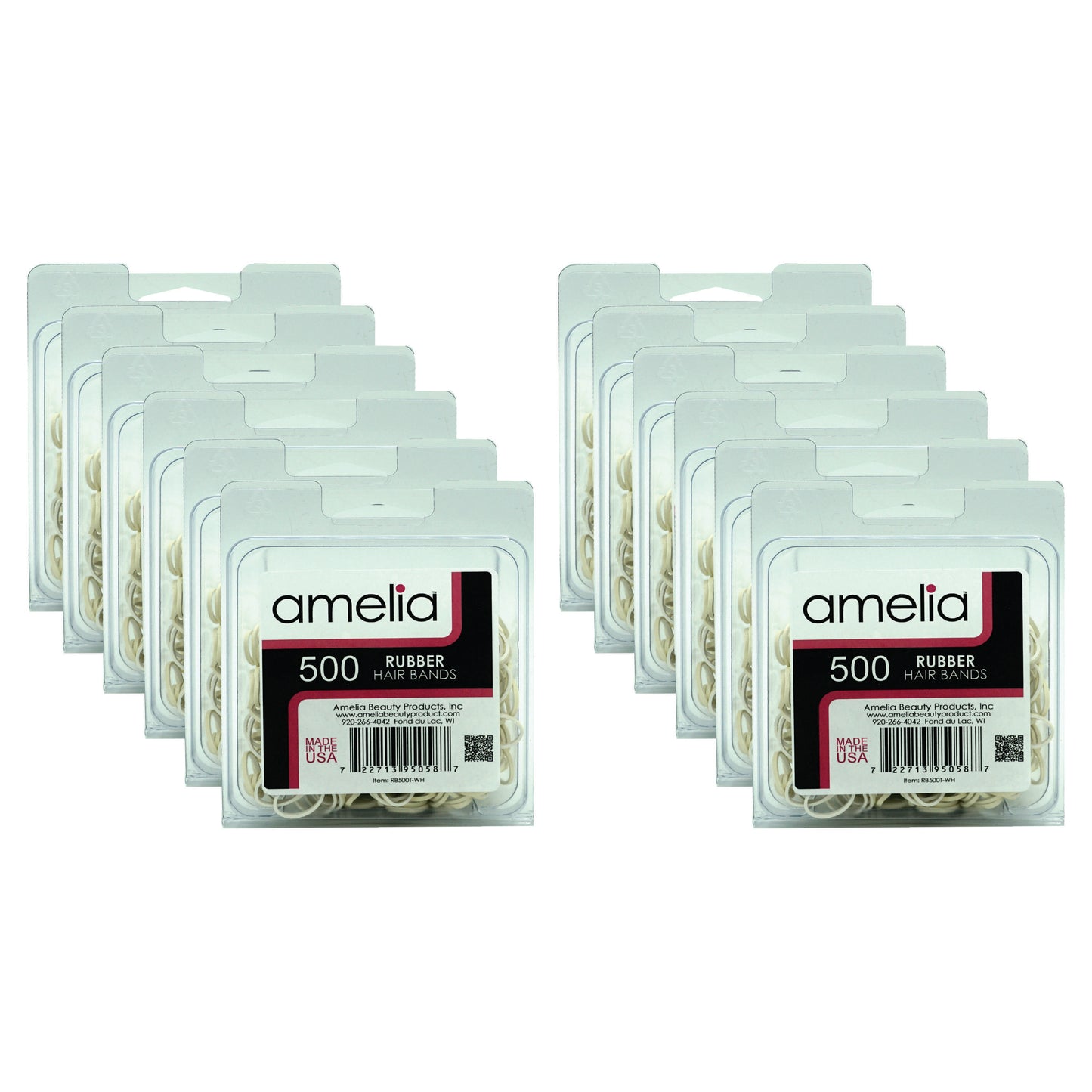 500, Creme, Standard Size, Rubber Bands for Pony Tails and Braids - 12 Retail Packs