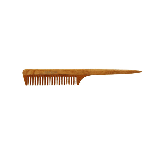 ABPStyle, 8in Neem Wood Rattail Comb. Anti-Static, Damage Free, Promotes Hair Growth, Environmentally Friendly - 12 Retail Packs